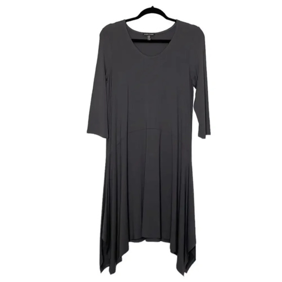 New Eileen Fisher‎ Charcoal Gray Dress with Handkerchief Hem Size Medium (M) - Picture 1 of 8